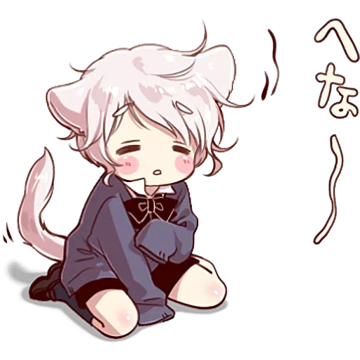 Cute cat ear boy Stickers - Sticker 17