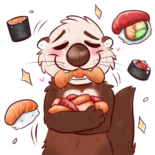 Otters: sake and tako - Sticker 11