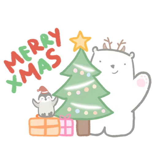 Polar bear Vanilla & Penguin Mochi #2 Celebrations - Sticker 12
