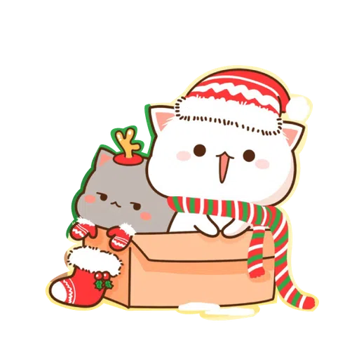 Mochi Mochi Peach Cat - Christmas - Sticker 25