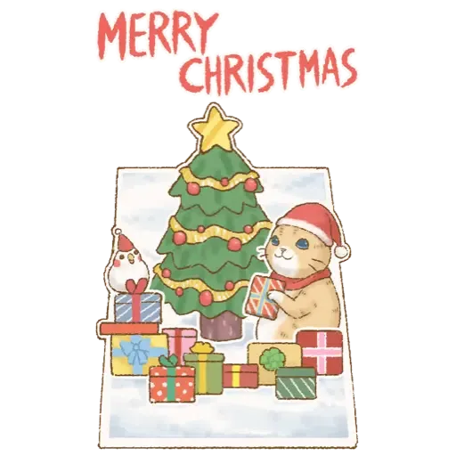 貓咪日和 經典聖誕大貼圖 (新年) - Sticker