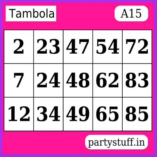 PS Tambola Tickets - Sticker 15