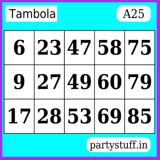 PS Tambola Tickets - Sticker 25