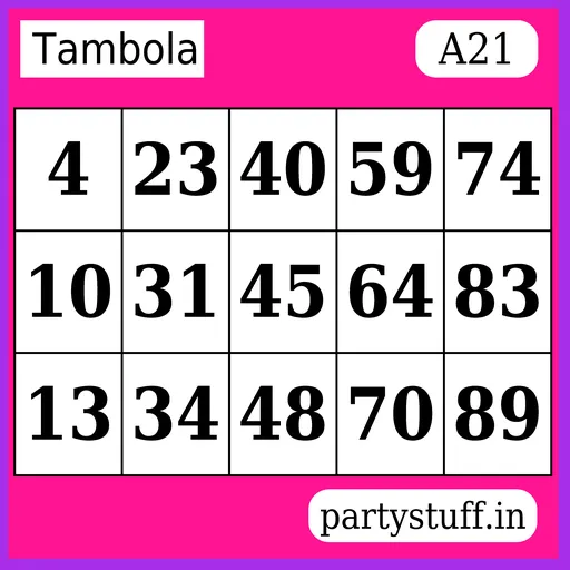 PS Tambola Tickets - Sticker 21