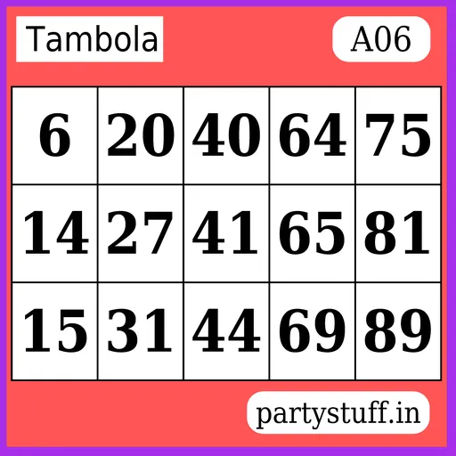PS Tambola Tickets - Sticker