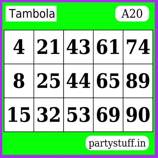 PS Tambola Tickets - Sticker 20
