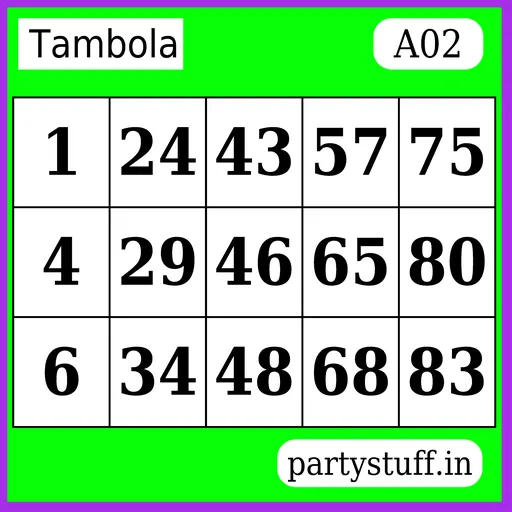 PS Tambola Tickets - Sticker