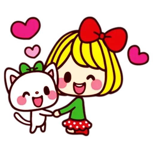 Girl and cat - Sticker 29